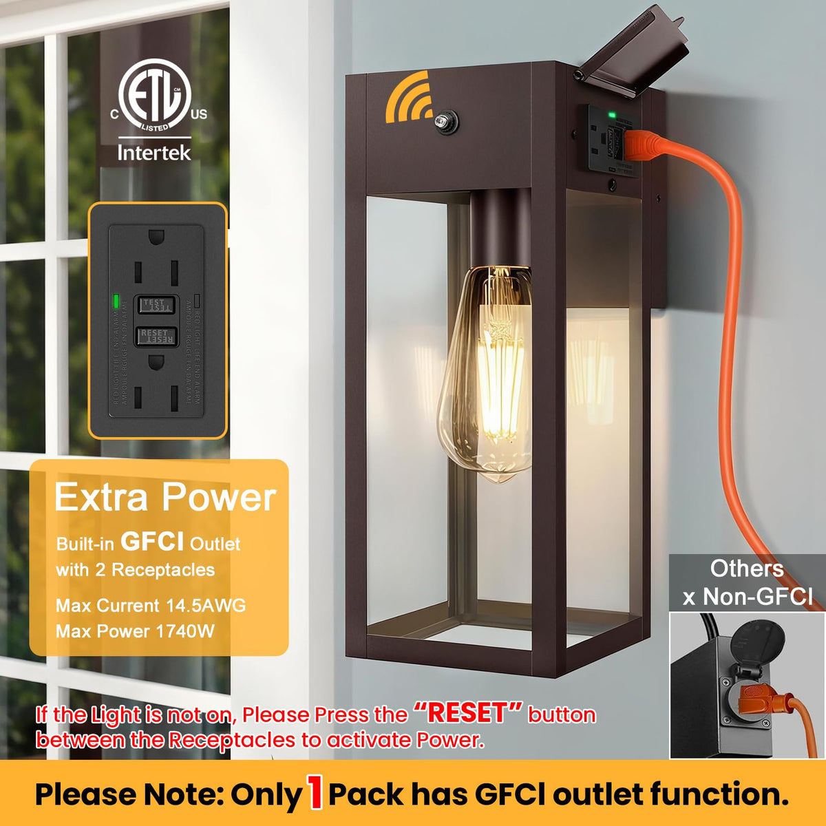Porch Lights with Outlet (Bronze / Dusk to Dawn, Standard)