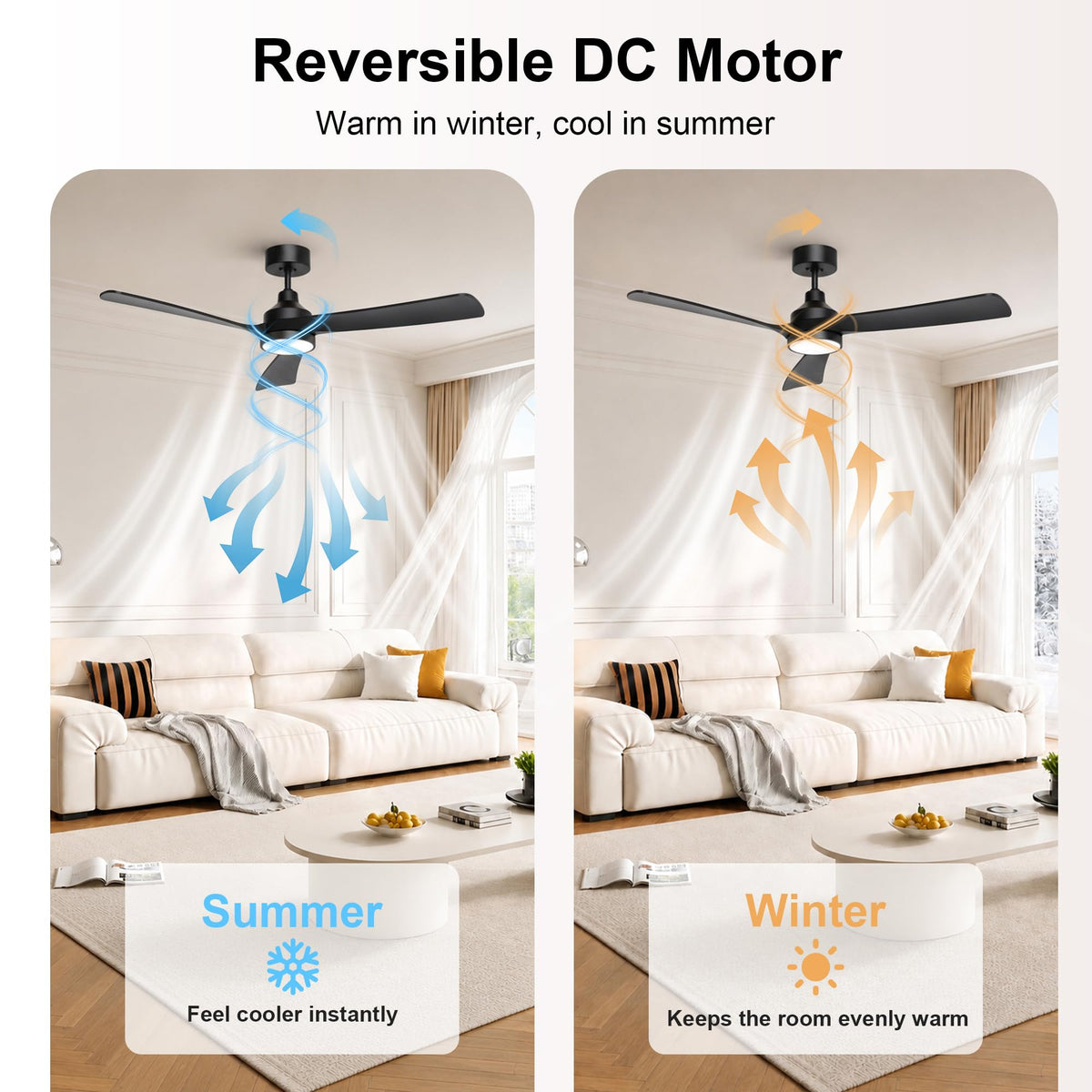 52 Inch Ceiling Fan with Lights (black / 52 Inch)