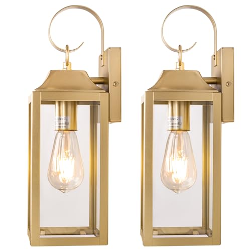 2 Pack Outdoor Light Fixtures Wall Mount 15 Inch Gold for House (15 Inch Ordinary / Gold)