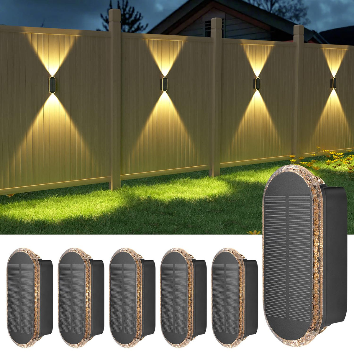 Solar Fence Lights Outdoor (3000/4000/6000K / 6 Pack)