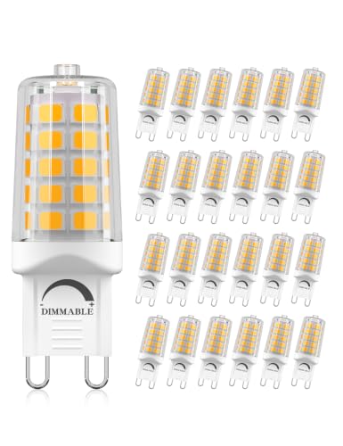 24 Pack G9 LED Bulb 4W 3000K Soft Warm White T4 Dimmable