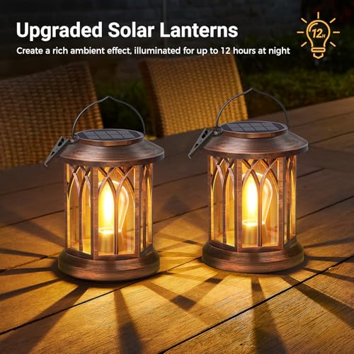 Solar Lanterns Outdoor Waterproof Lights (Classic Copper / 2 Pack)