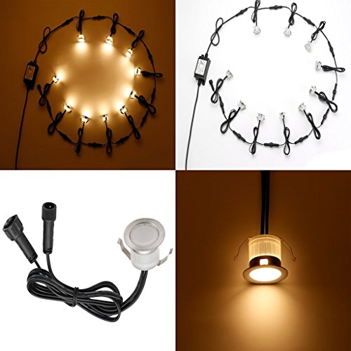 Low Voltage LED Deck Light Waterproof Outdoor Garden Yard Decor Lamps Recessed Wood Decking Stair Landscape Pathway LED Step Lighting (10 Pack / Warm White)