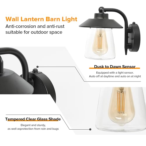 2 Pack Dusk to Dawn Outdoor Indoor Exterior Light Fixture (Black-dusk to Dawn / 2 Pack)