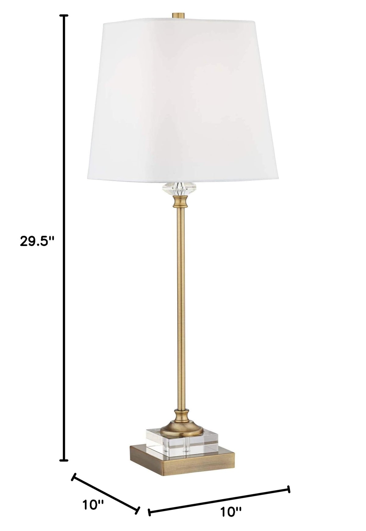 Julia 29 1 2" Brass Tall Buffet Table Lamp Gold Crystal with USB Dimmer (Gold - USB Dimmer Included)