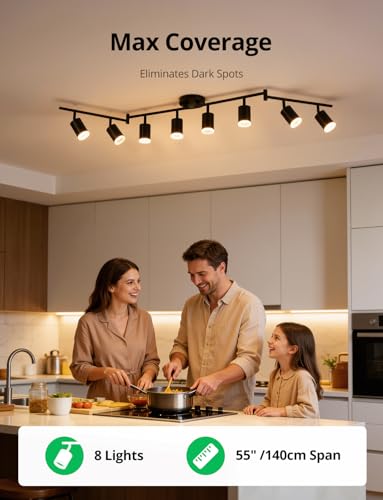 8 Light Ceiling Track Lighting Fixtures for Kitchen (Black / 8 Light (Ceiling Mount))