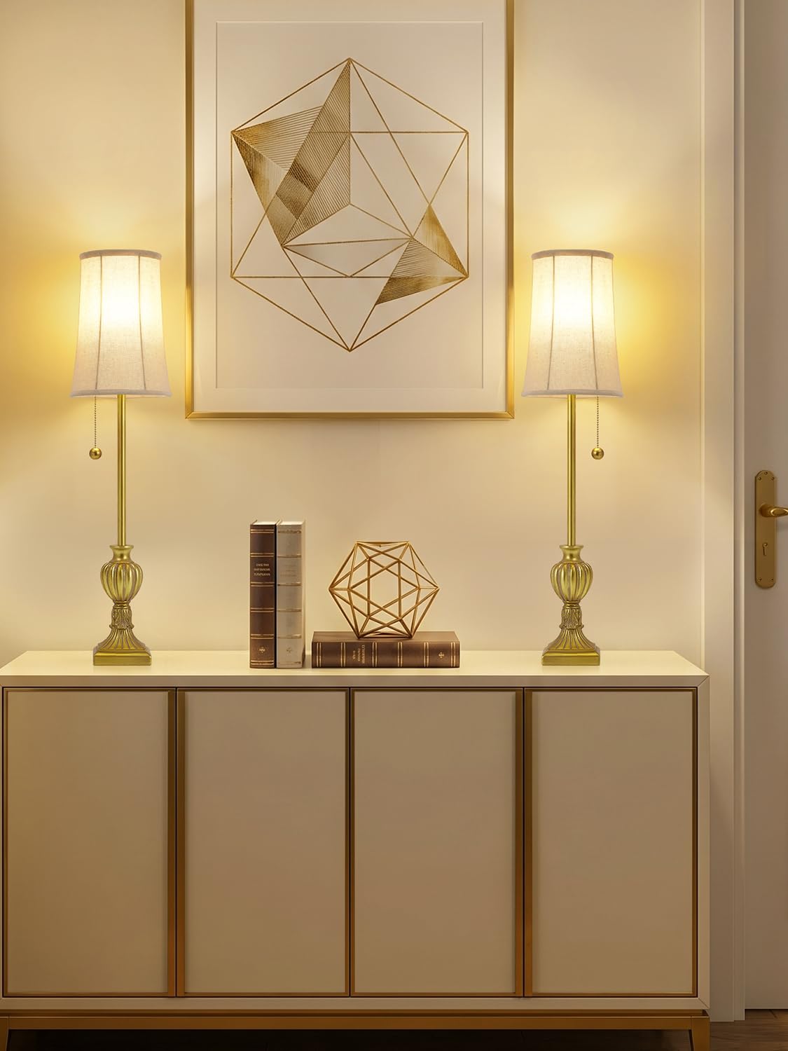 Buffet Table Lamps Set of 2 (Antique Brass Finish)