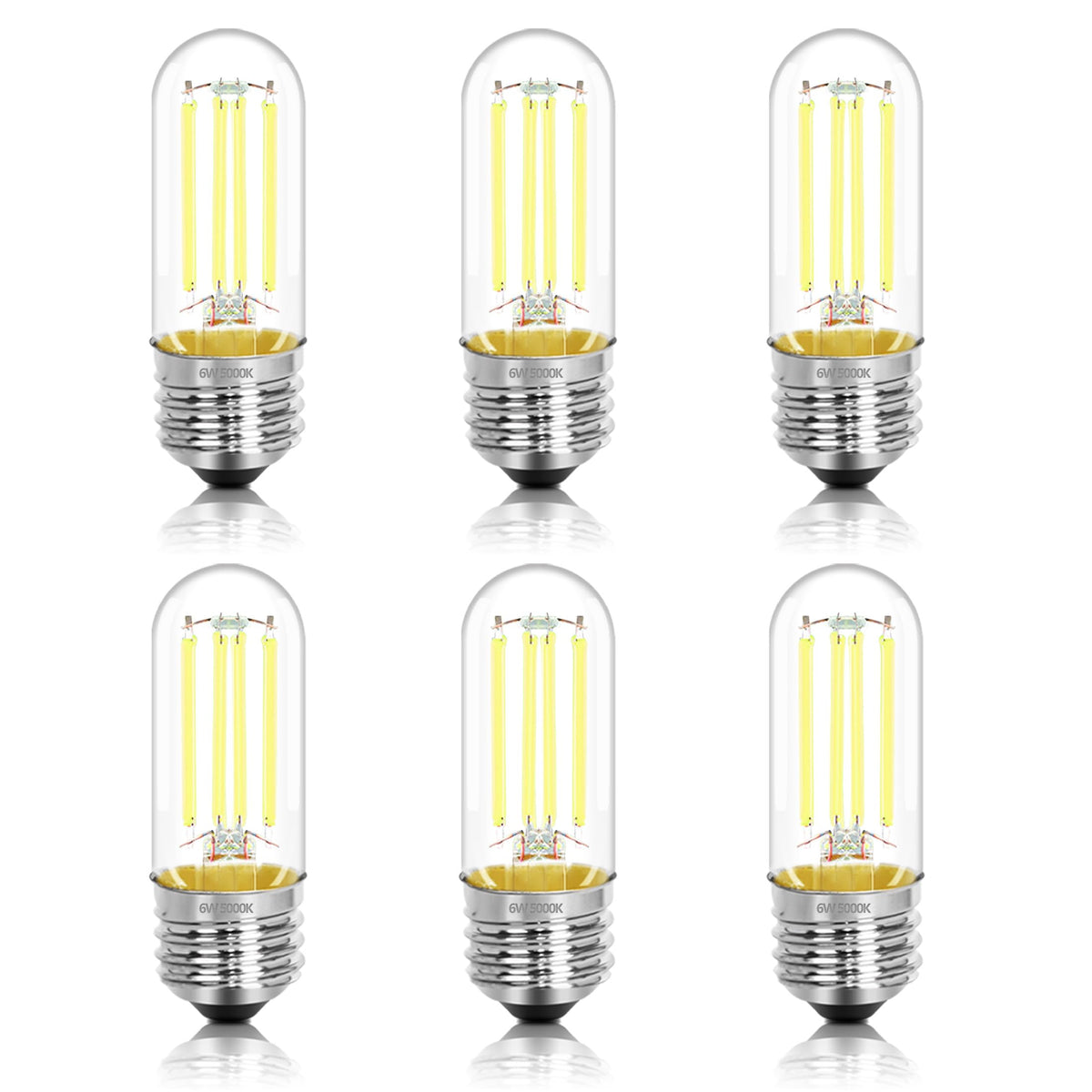 3.2 Inch 5000K Daylight White E26 LED Bulb 60 Watt Equal (3 Inch 6W (6 Count))