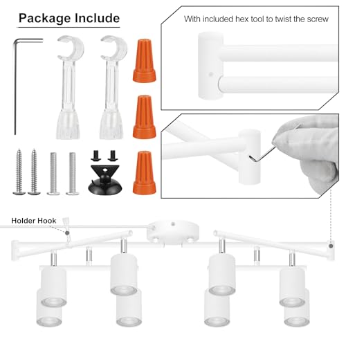 Plug in Track Lighting LED (8-Light Track Light(White))