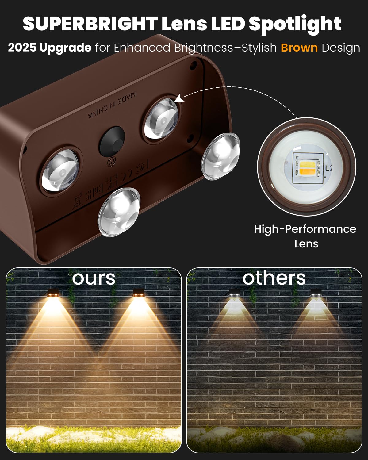 Brighter Solar Fence Lights (Brown / 8 Pack Solar Fence Lights)