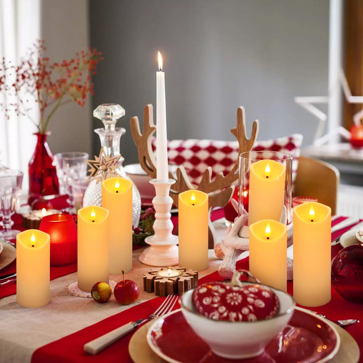 Christmas Decoration Flickering Flameless Candles - 24 Pack, Ivory-5