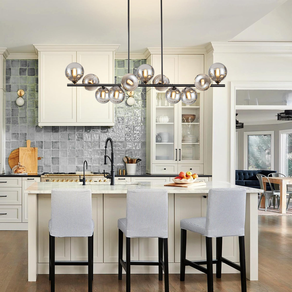 Linear Chandeliers for Dining Room Sputnik Modern Linear Globe Chandelier (Gray / 11 Light)