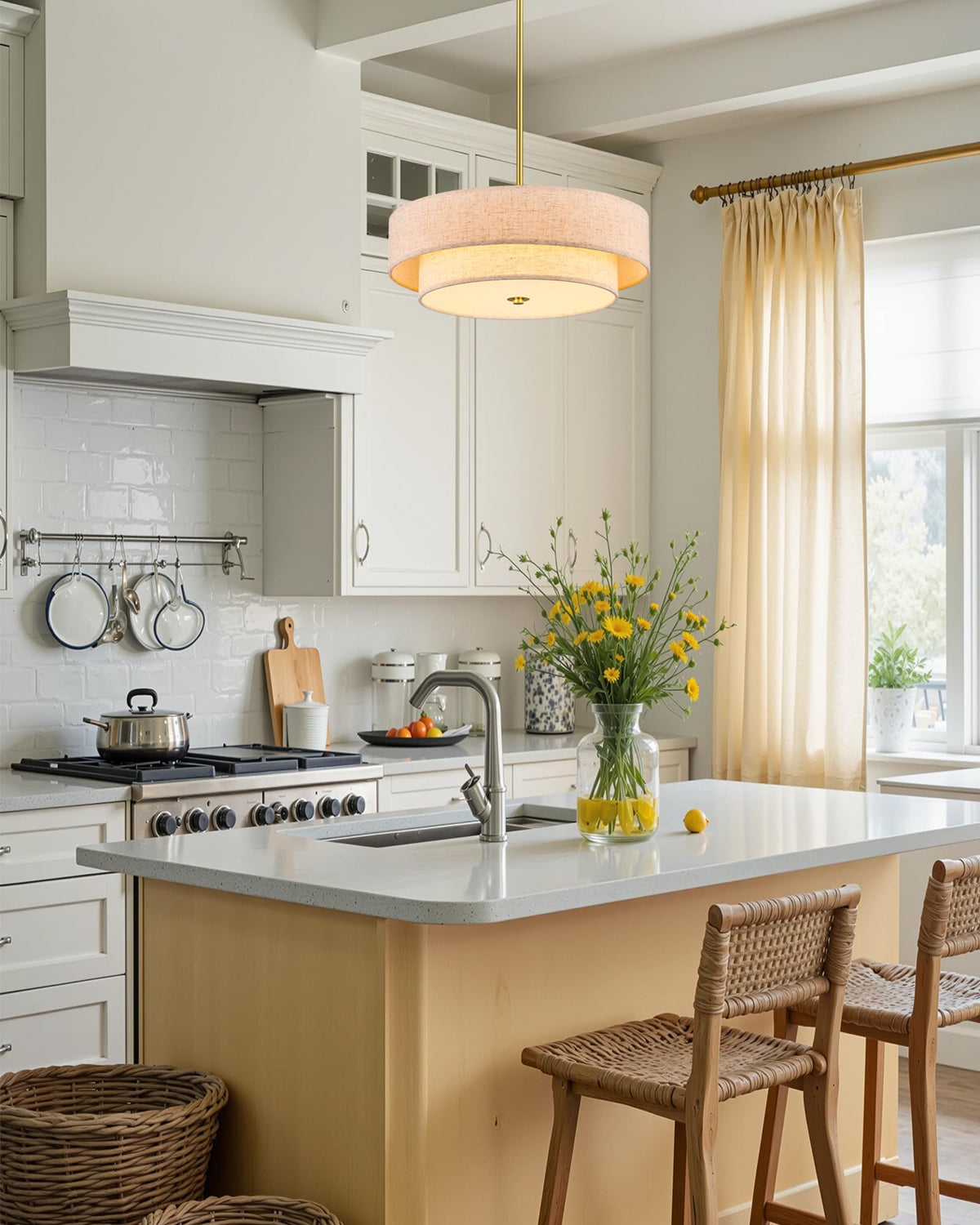 18" Modern Drum Chandelier (Brushed Gold / 18inch)