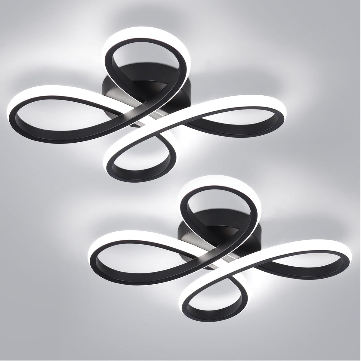Modern LED Ceiling Light (Black-2Pack / 2 Pack)