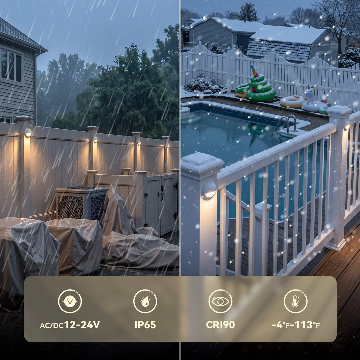 6 Pack 5CCT 3.74 Inch Low Voltage LED Deck Lights (White)