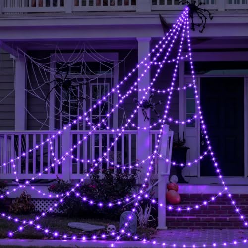 Halloween Spider Web Outdoor Decorations (Purple / without giant spider)