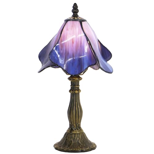Small Tiffany Lamp Mini Stained Glass Table Lamp Bedside Accent Lamp Memory Sympathy 8X14.5 Inch