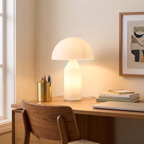 Venus Glass 14" Contemporary Table Lamp with Glass Shade and Body (White)