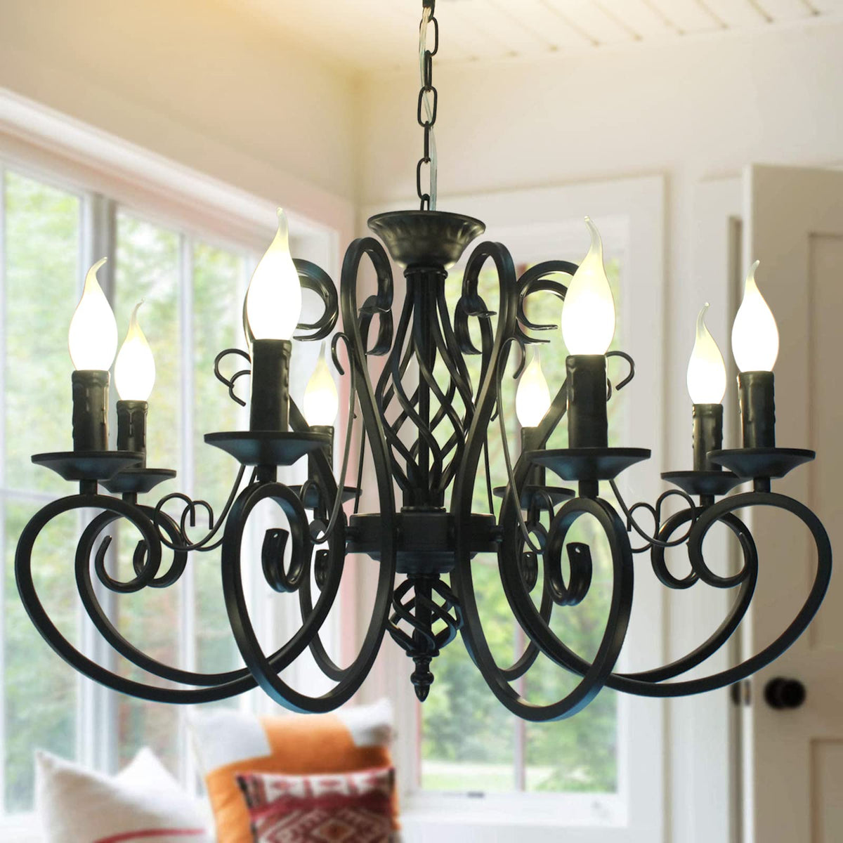 8 Light French Country Chandelier (Black/8 Lights)
