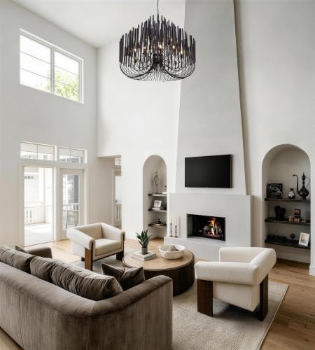 Modern Farmhouse Chandelier for Dining Room 47" (Black / 47 inches)
