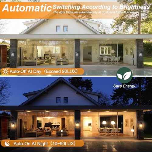 Dawn to Dusk Sensor Outdoor Wall Light Fixtures Waterproof Black Exterior Lighting Fixture Anti (Dawn to Dusk Function / 1 Pack)