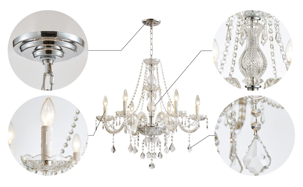 Saint Mossi 6 Light Chandelier Modern K9 Crystal Chandelier Lighting (Clear Crystal / W28" 1 Tier)