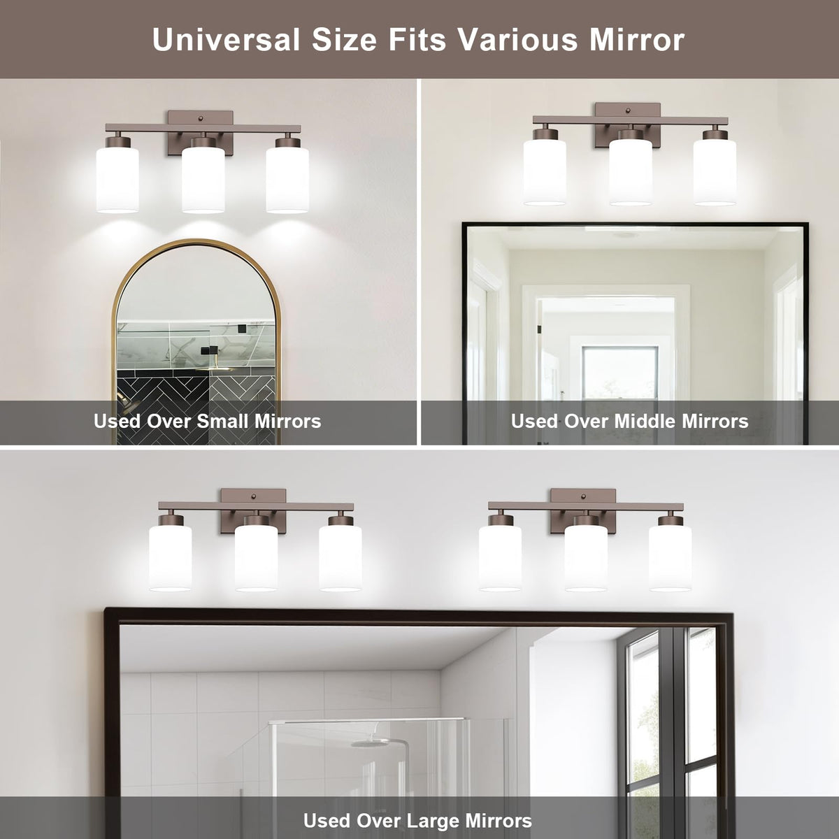 Bathroom Light Fixtures (Oil Rubbed Bronze, Milky White / 3-Light)
