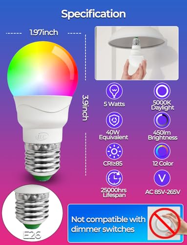 Color Changing LED Light Bulb (8 Count (Pack of 1))