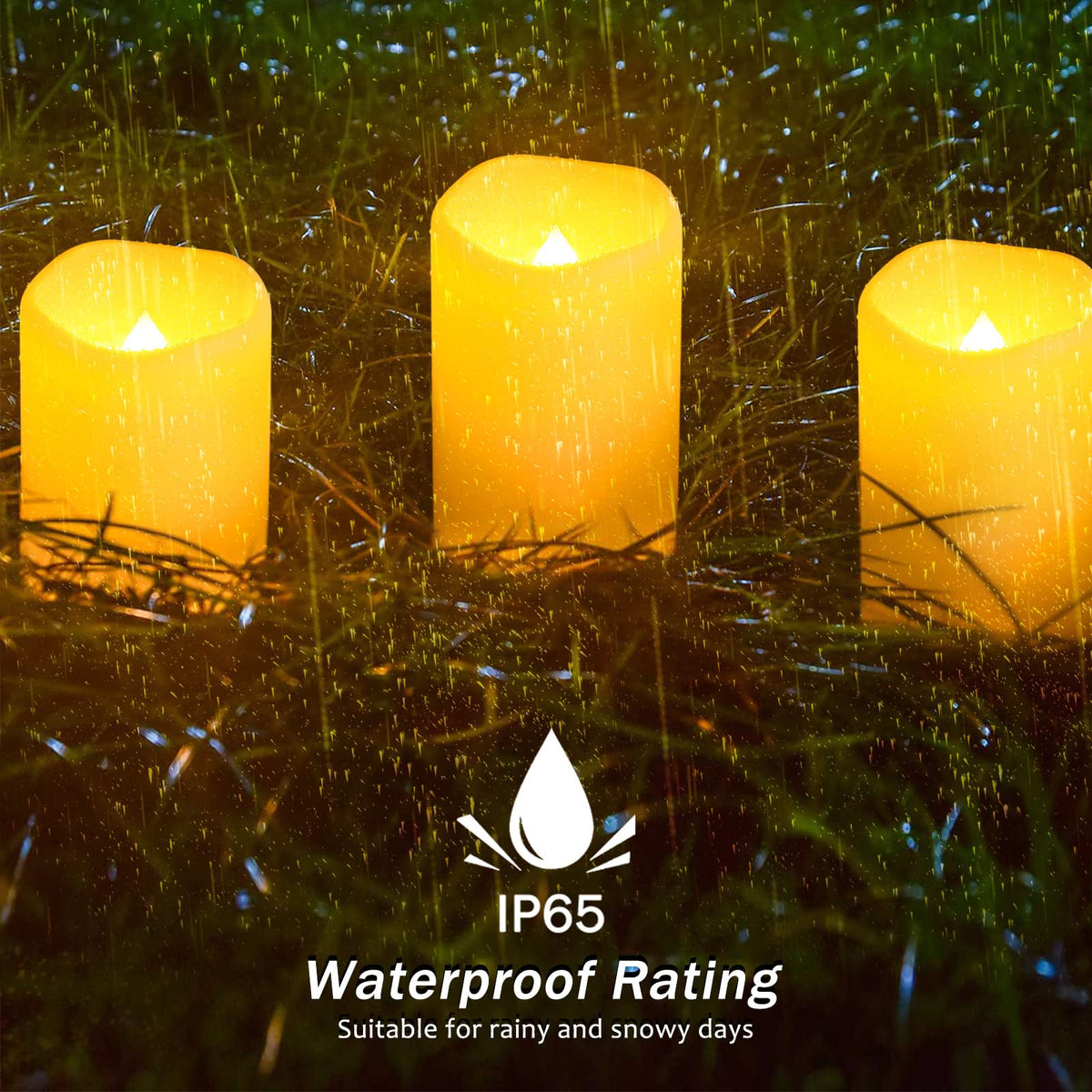 Solar flameless Candles Outdoor Waterproof (2 Pack White)