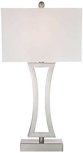 Roxie 31" Large Table Lamps Set of 2 Silver Brushed Nickel Metal