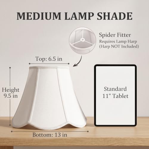 1 Pack White Scalloped Lamp Shade (White)