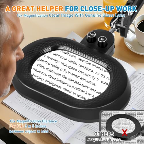 Magnifying Glass with Light and Clamp (5IN)