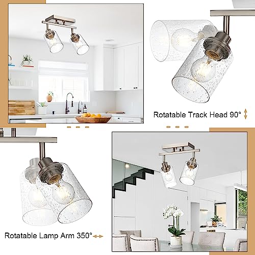 2 Light Wall Sconce Spotlight with Seeded Glass Shade (Brushed Nickel / 2-Light)