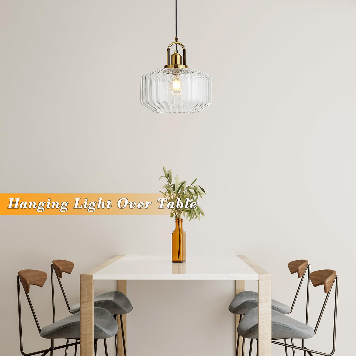 11.8in Mid Century Modern Pendant Light (Clear & Gold Hardwire / 11.8in)