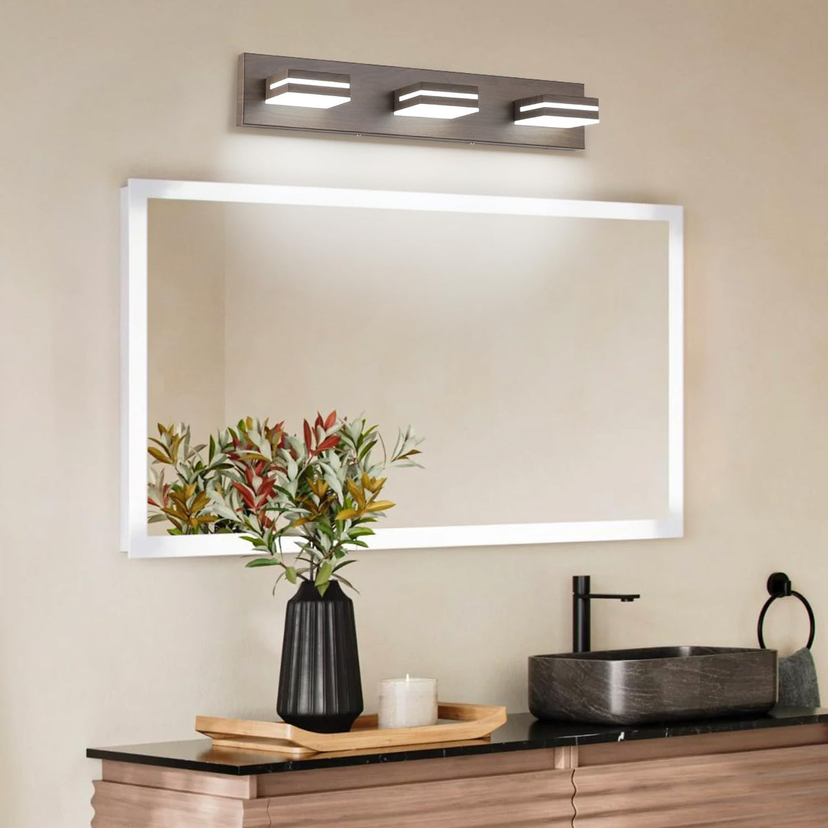 LED Modern Bathroom Vanity Light Fixtures (3-Light, 24-Inch / Brown, 100%-0% White)