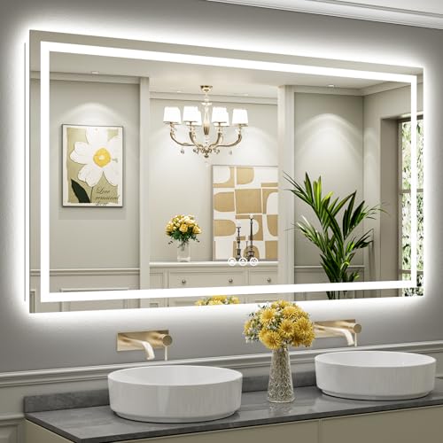 72x40 Inch LED Bathroom Mirror with Lights (Backlit+front Lit / 72"L x 40"W)