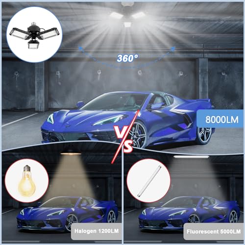 Garage Lights 6500K Shop Light with 6+1 Deformable Panels
