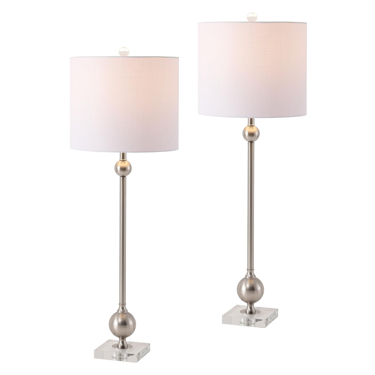 Hollis 34.8" Crystal Candlestick Table Lamps (Nickel/Clear)