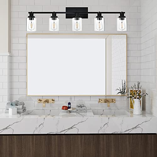 5 Light Vanity Lights for Bathroom with Rotatable Light Head (Black / 5-Light)