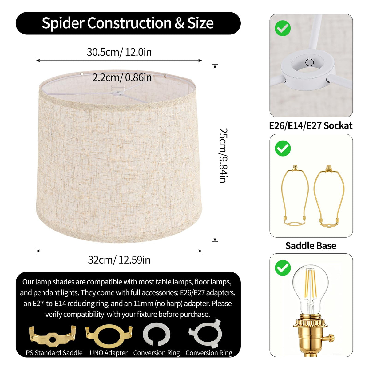 Lamp Shade 2 Pack (Linen Beige)