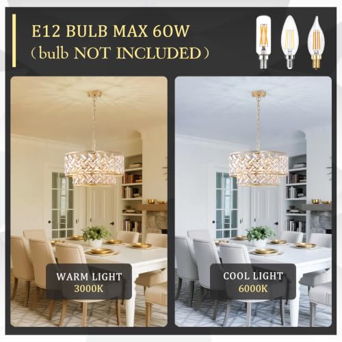 20" Gold Crystal Chandelier (Large Drum Gold)