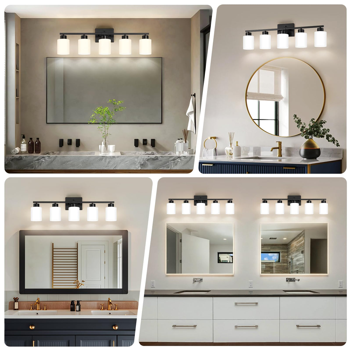 Black Bathroom Light Fixtures Vanity Lights Over Mirror (Black / 30.70 inch)