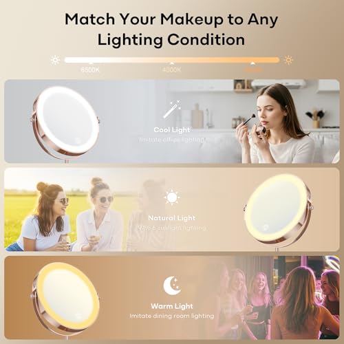 Lighted Makeup Mirror (Rose Gold)