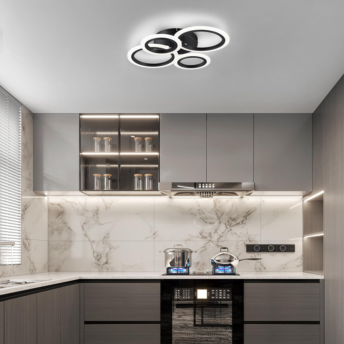 Modern LED Ceiling Light (4-Light / Black)