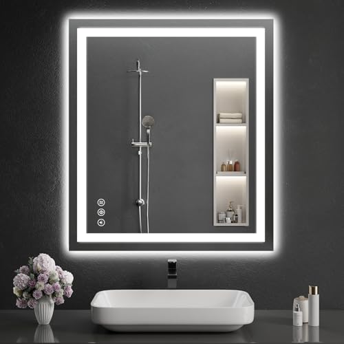 LED Bathroom Mirrors 32"x36" Bathroom Mirror with Lights for Wall (36"L x 32"W)