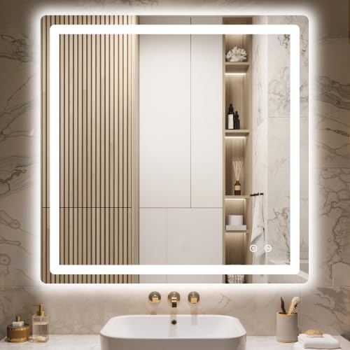 35x35 LED Bathroom Vanity Mirror with Lights (Led Bathroom Mirror (3 Light Modes) / 35"L x 35"W)