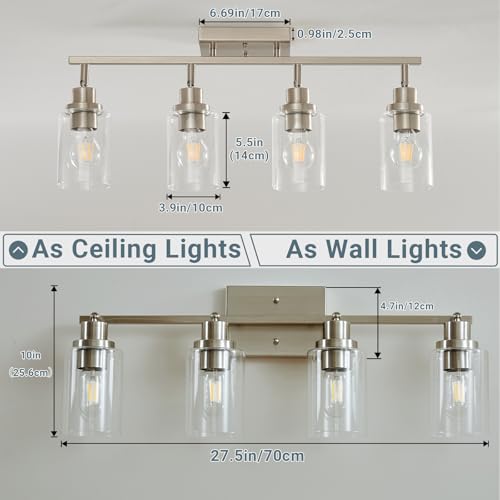4 Light Brushed Nickel Track Lighting Kit with Clear Glass (Brushed Nickel / 4-Light)