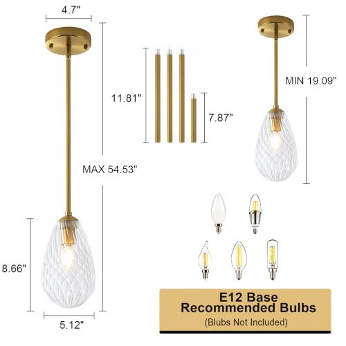 Brushed Gold Twisted Glass Pendant Lights Kitchen Island Modern (1-Pack Brushed Gold)