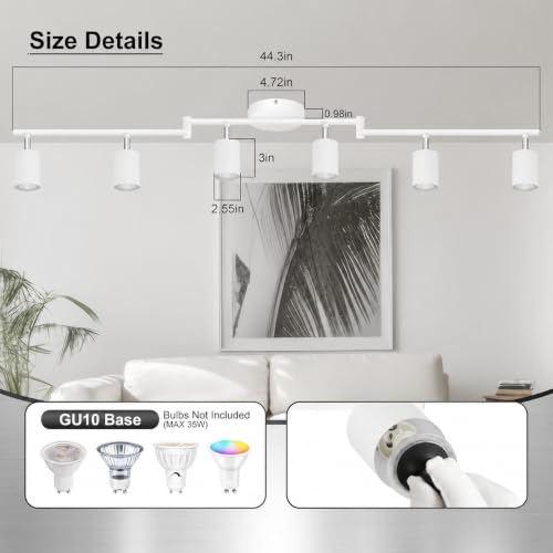 6 Light Track Lighting Fixtures Ceiling (6 light white-Z)