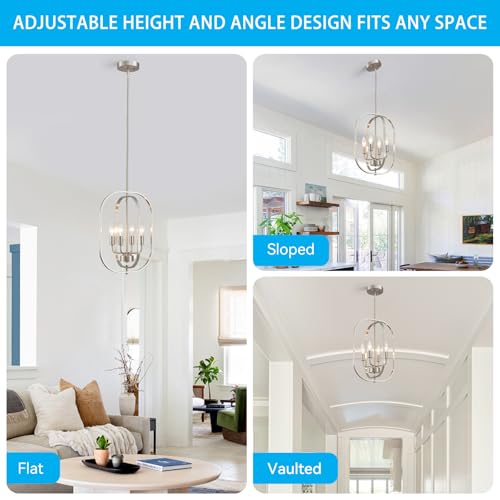 12.2" Modern Brushed Nickel Chandelier Farmhouse 4 (Oval -Brushed Nickel)